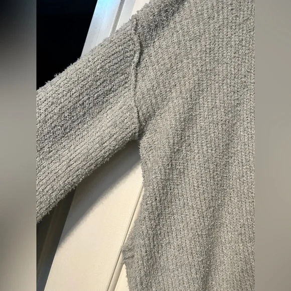 Free People Sensual Wrap Sweater Chunky Ribbed Knit Long Sleeve Grey Large - Picture 6 of 10